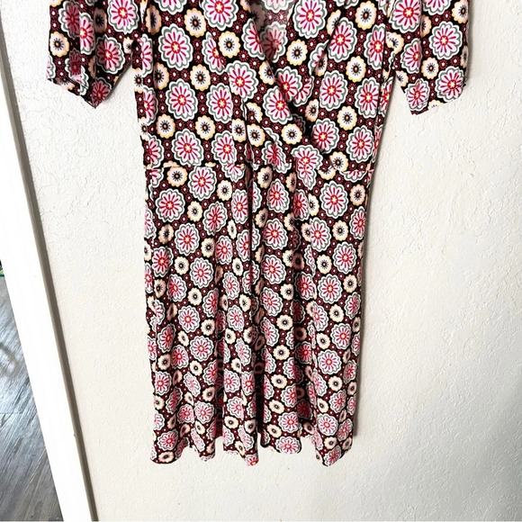 Boden Dress Women's 8 Fixed Wrap Opulent Daisy Jersey Knit Hippie Boho Career - Picture 4 of 9